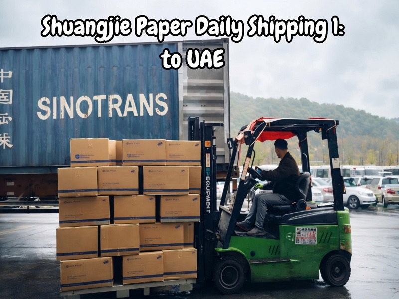 Shuangjie Paper envía un contenedor lleno de servilletas Airlaid a los Emiratos Árabes Unidos desde el puerto de Ningbo