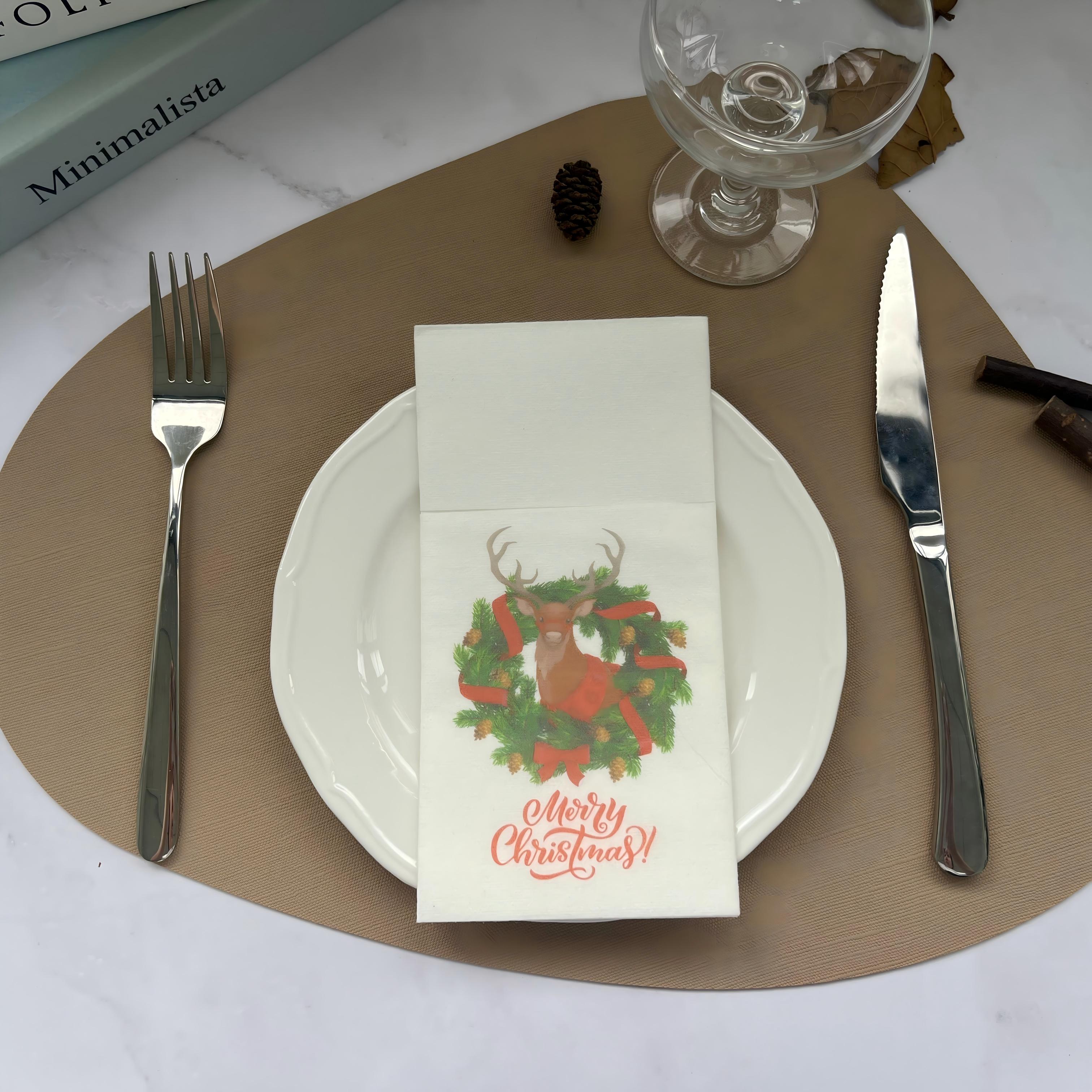 Servilletas Airlaid para cena con diseño de impresión personalizado Feliz Navidad